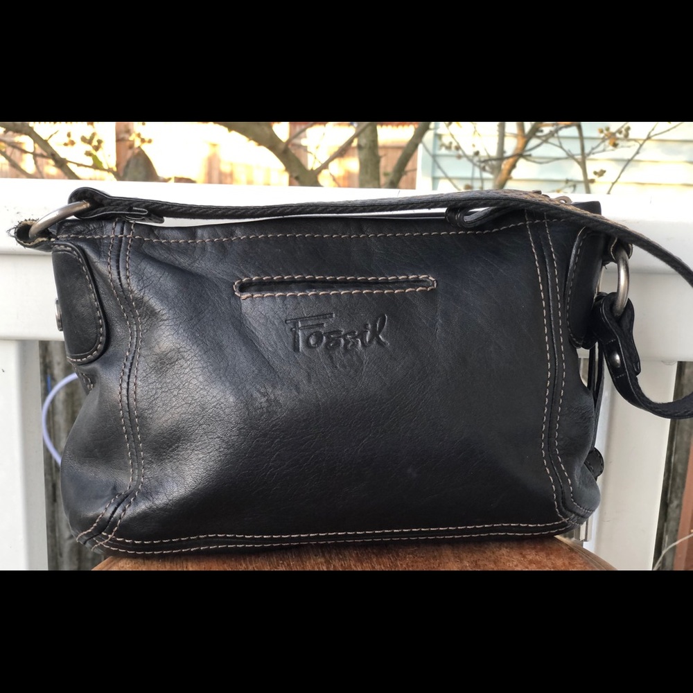 Fossil Black Leather satchel shoulder bag
